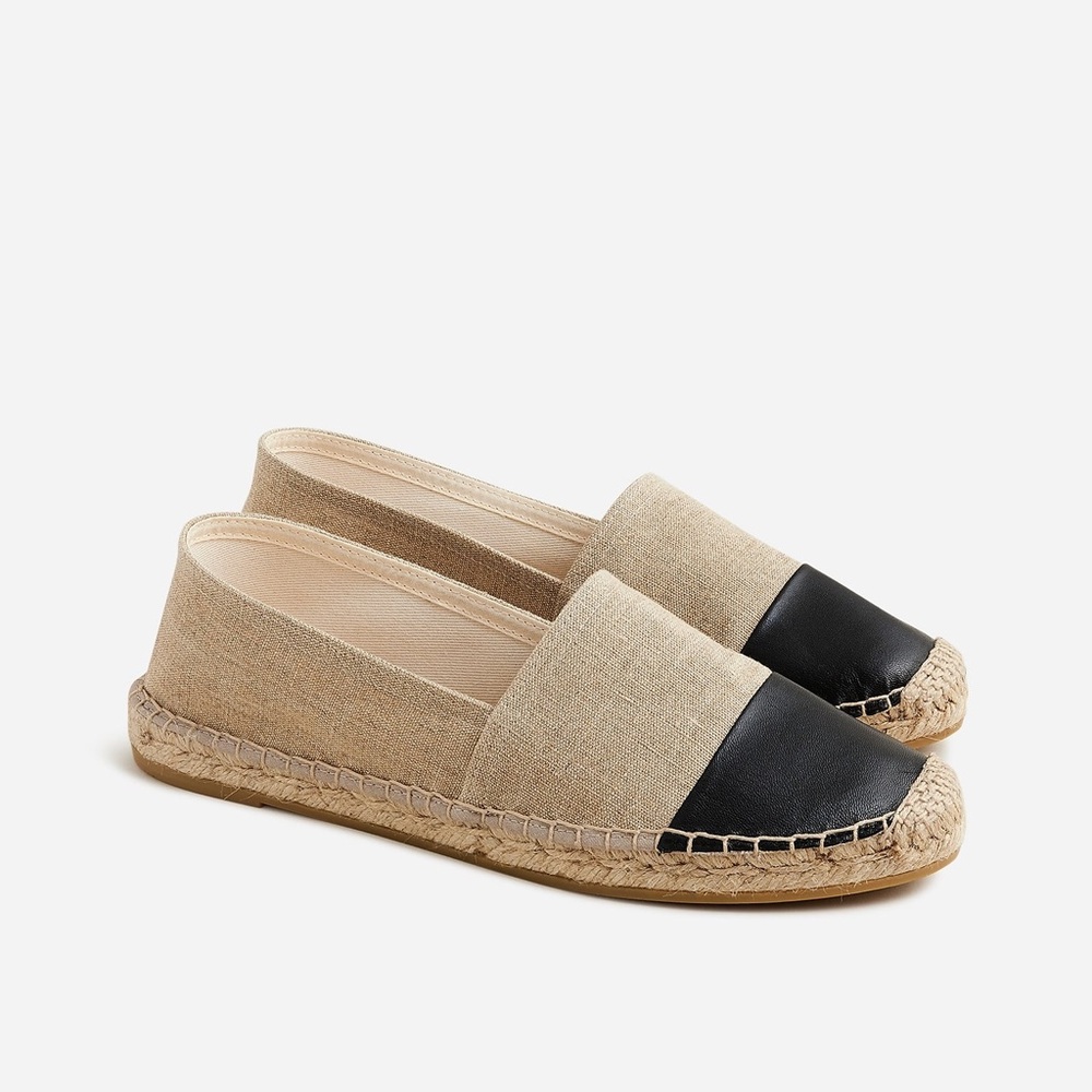 J.CREW Made-in-Spain cap toe espadrilles in linen - 8.5 New